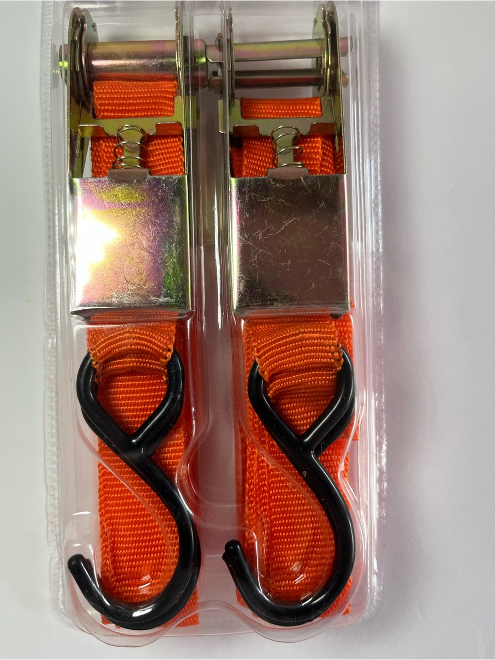 Orange Ratchet Tie-Down Straps with S-Hooks (Set of 2)